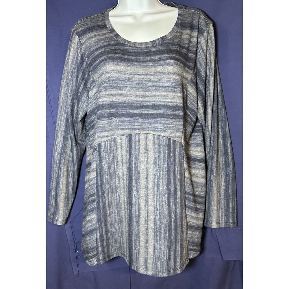 Christopher & Banks Petite XL Blue Striped Long Sleeve Tunic Top